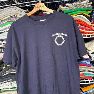 00’s Catalina island shark jaw graphic t shirt navy L